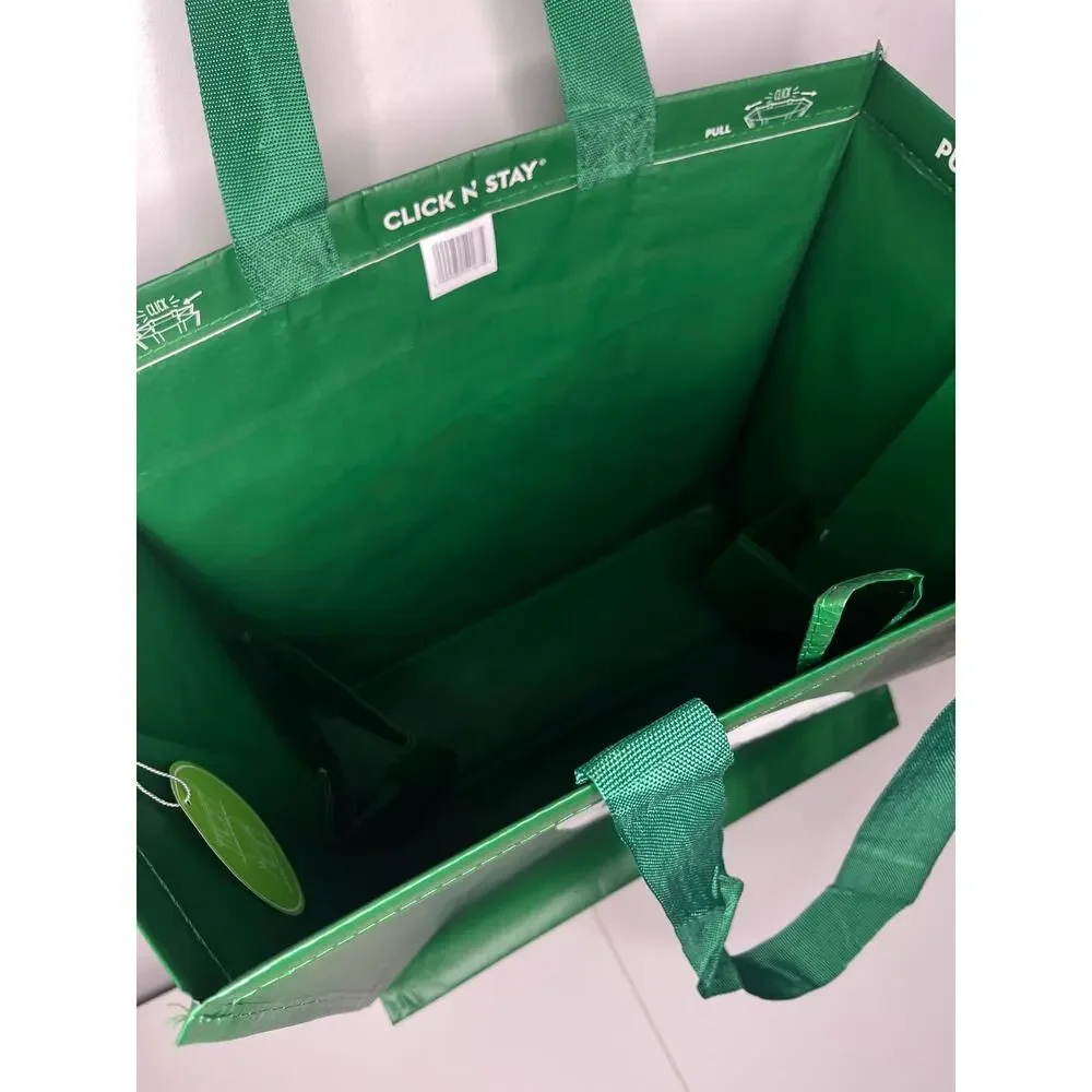 Whole Foods — Green Click N' Stay Collapsable Stand Up Tote Bag Box Double Strap